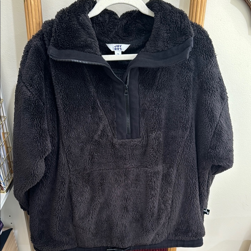 JoyLab Black Teddy Jacket Cozy Fleece Pullover